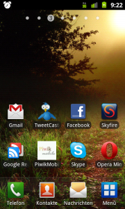 Android Homescreen mit Internet-Applikationen