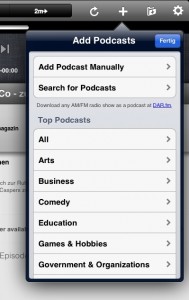 Podcasts suchen und hinzufügen auf dem iPad