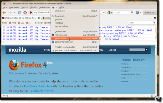 Firefox 4: Die Web-Konsole