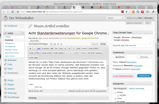 Google Chrome Browser mit Erweiterungen