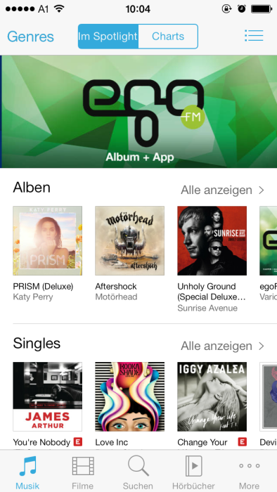 iTunes Store App des iPhone 5S