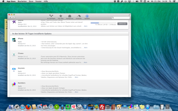 Mavericks Desktop mit dem Mac App Store