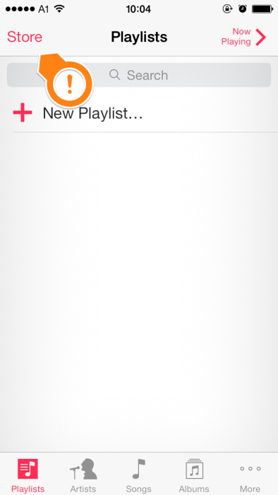 Musik App des iPhone 5S - Hierüber kann der iTunes Store gestartet werden
