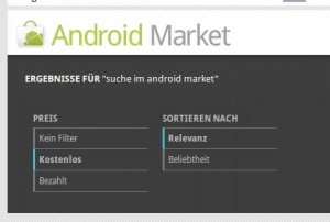 Suchoptionen im Android Market