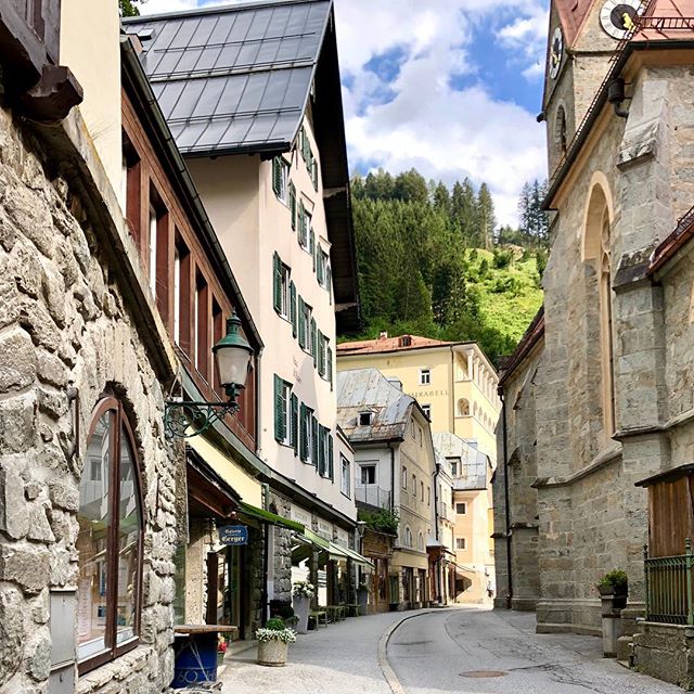 Historic streets of Bad Gastein with an old man