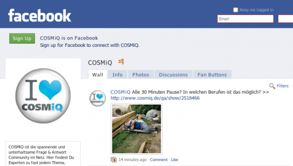 Facebook-Fanpage von COSMiQ